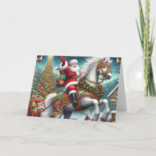 Cartes Pour Fêtes Annuelles Le cheval du Père Noël tirant le traîneau