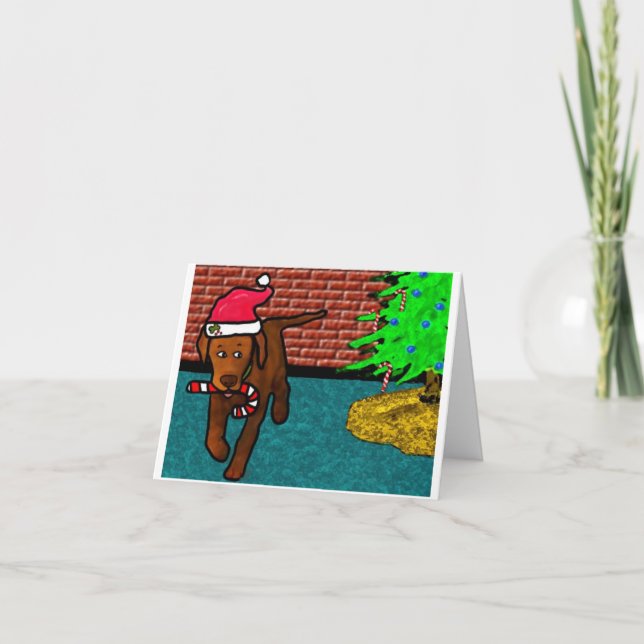Cartes Pour Fêtes Annuelles le chien vole de la canne à canne (Devant)