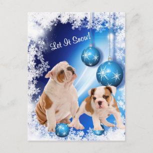 Cartes Pour Fêtes Annuelles Le chiot de bouledogue l'a laissé neiger
