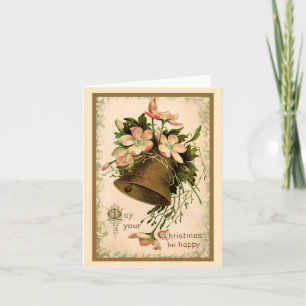 Cartes Pour Fêtes Annuelles Le clocher de Noël Vintage Retro et les Roses