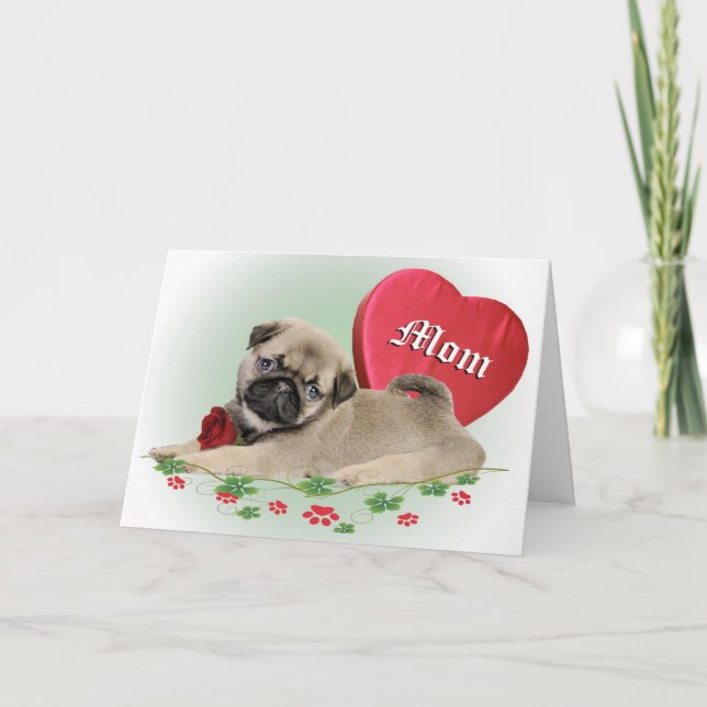 Cartes Pour Fêtes Annuelles Le coeur de carlins appartient à la maman (Devant)