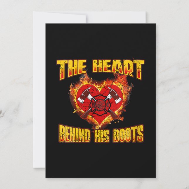 Cartes Pour Fêtes Annuelles Le Coeur Derrière Ses Bottes | Amateurs de pompier (Devant)
