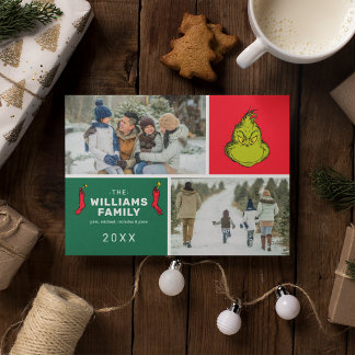 Cartes Pour Fêtes Annuelles Le Collage de Photos de Famille de Noël du Grinch