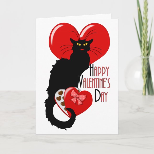 Cartes Pour Fêtes Annuelles Le Conversation Noir Saint Valentin (Devant)