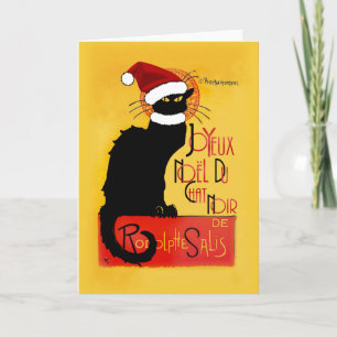 Cartes Pour Fêtes Annuelles Le Conversation Noir Santa Hat Noël