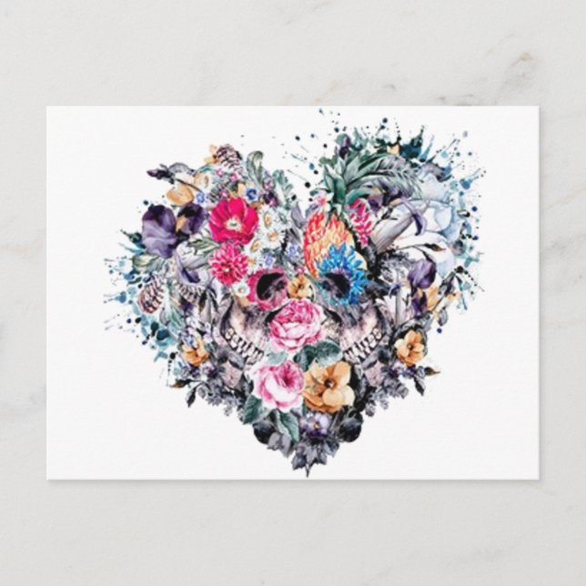 Cartes Pour Fêtes Annuelles Le crâne de la Saint-Valentin aux coeurs (Devant)