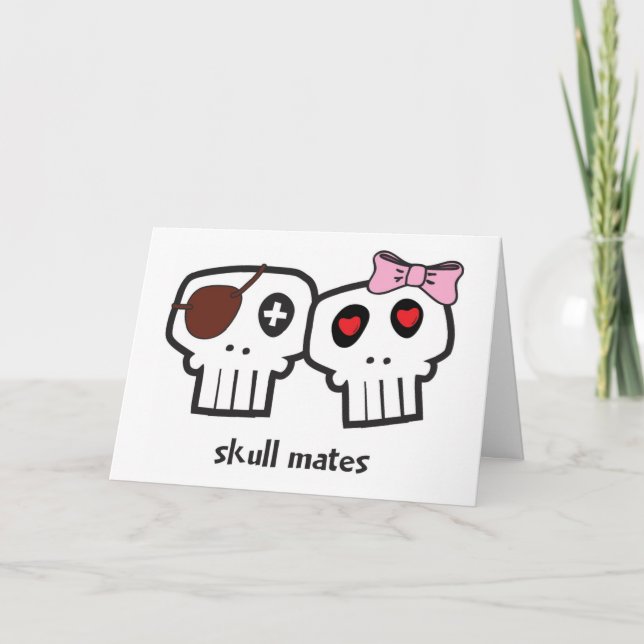 Cartes Pour Fêtes Annuelles Le crâne joint Valentine (Devant)