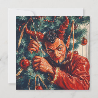 Cartes Pour Fêtes Annuelles Le diable décore l'arbre de Noël