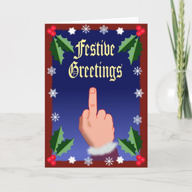 Cartes Pour Fêtes Annuelles Le doigt de fête (Devant)