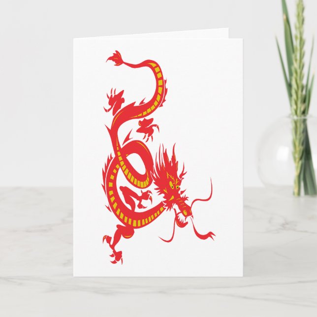 Cartes Pour Fêtes Annuelles Le dragon rouge du Nouvel An chinois (Devant)
