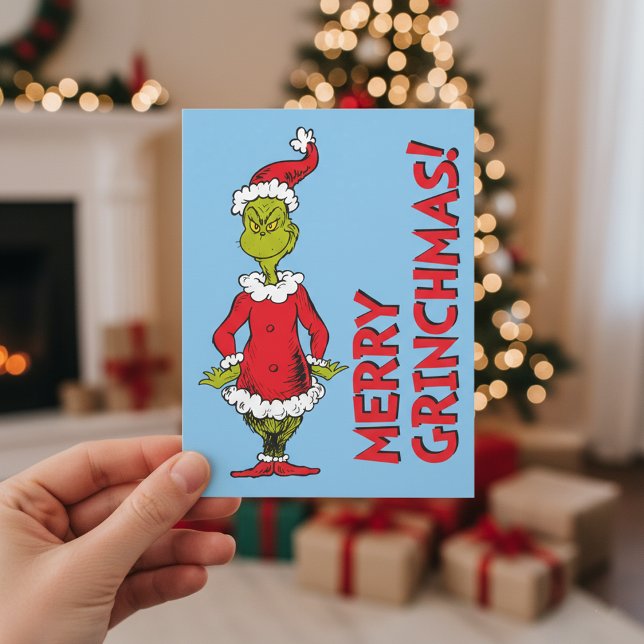 Cartes Pour Fêtes Annuelles Le Grinch Classique | Père Noël (Créateur téléchargé)