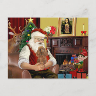 Cartes Pour Fêtes Annuelles Le jouet abricot de Santa / Min. Caniche