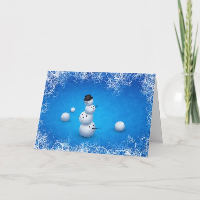 Cartes Pour Fêtes Annuelles Le joyeux bonhomme de neige (Devant)