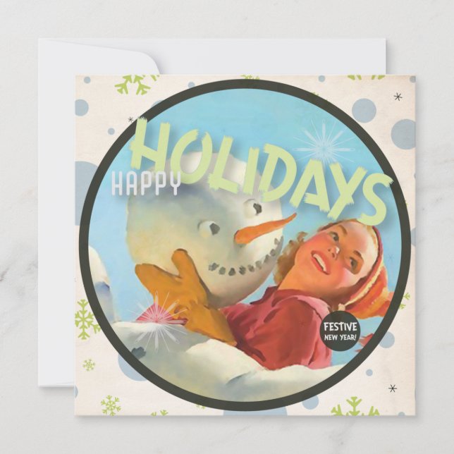 Cartes Pour Fêtes Annuelles Le Kitsch Bitsch : Joyeuses vacances vintages (Devant)