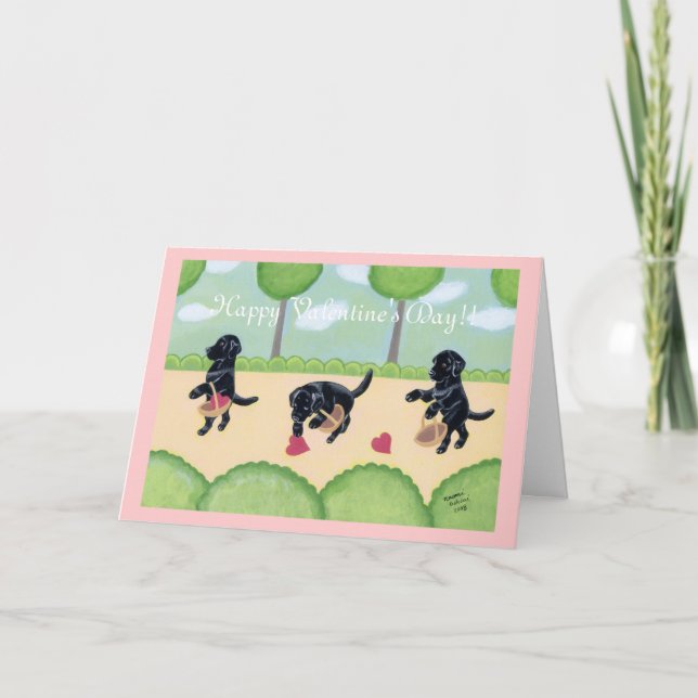 Cartes Pour Fêtes Annuelles Le Labrador noir dans la forêt (Devant)