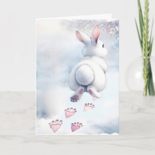 Cartes Pour Fêtes Annuelles Le lapin de la fête des mères avec des Empreintes 