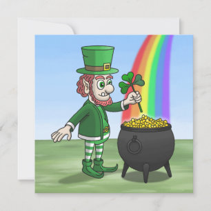 Cartes Pour Fêtes Annuelles Le lutin irlandais et le pot d'or