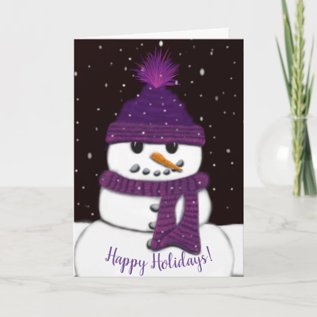 Cartes Pour Fêtes Annuelles Le mignon bonhomme de neige sans arme (Devant)