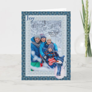 Cartes Pour Fêtes Annuelles Le Motif Blue Grey Star et Noël Snowman