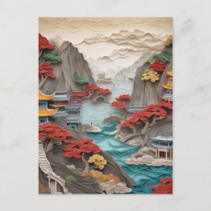 Cartes Pour Fêtes Annuelles Le papier superposé paysage de falaises chinoises