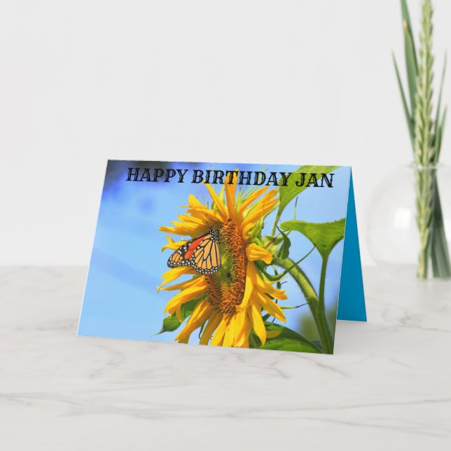 Cartes Pour Fêtes Annuelles Le papillon Monarque sur le tournesol (Devant)