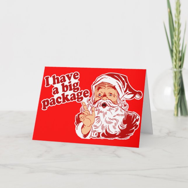 Cartes Pour Fêtes Annuelles Le Père Noël a un gros paquet (Devant)
