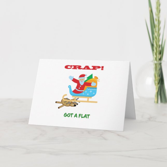 Cartes Pour Fêtes Annuelles Le Père Noël a un pneu crevé (Devant)