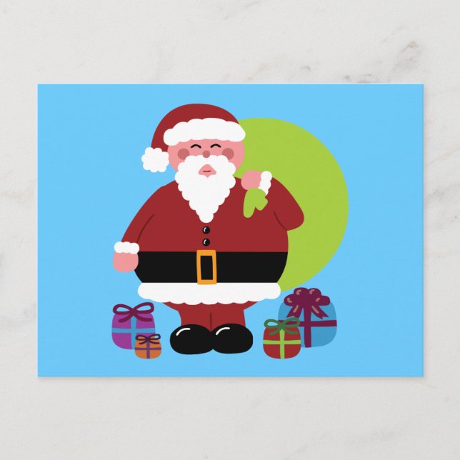 Cartes Pour Fêtes Annuelles Le Père Noël avec des présents (Devant)