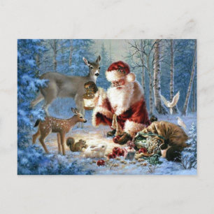 Cartes Pour Fêtes Annuelles Le Père Noël avec la faune