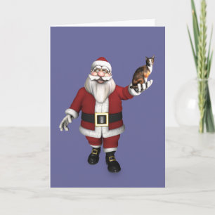 Cartes Pour Fêtes Annuelles Le Père Noël avec le chat de Calico