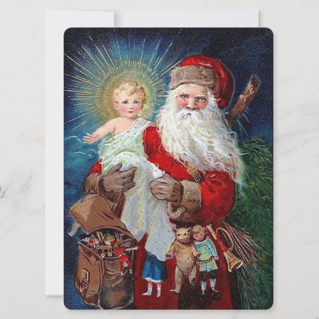 Cartes Pour Fêtes Annuelles Le père noël avec l'enfant du Christ (Devant)