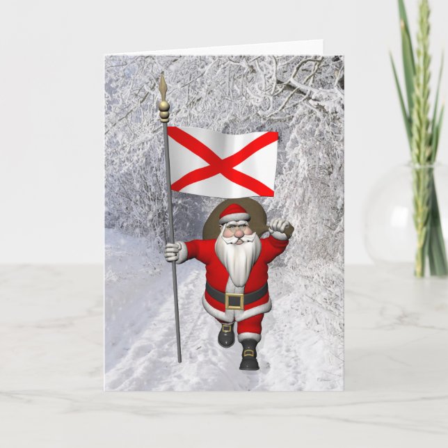 Cartes Pour Fêtes Annuelles Le Père Noël Avec L'Enseigne De L'Alabama (Devant)