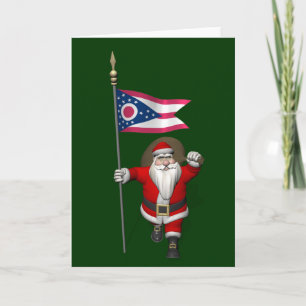 Cartes Pour Fêtes Annuelles Le Père Noël Avec L'Enseigne De L'Ohio
