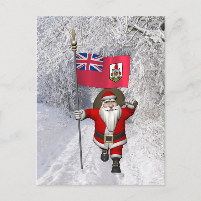 Cartes Pour Fêtes Annuelles Le Père Noël Avec L'Enseigne Des Bermudes (Devant)