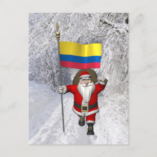 Cartes Pour Fêtes Annuelles Le Père Noël Avec L'Ensigne De La Colombie
