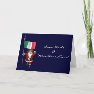 Cartes Pour Fêtes Annuelles Le Père Noël Avec L'Ensigne D'Italie