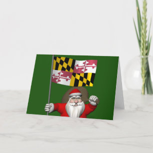 Cartes Pour Fêtes Annuelles Le Père Noël Avec L'Ensigne Du Maryland