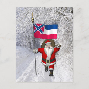 Cartes Pour Fêtes Annuelles Le Père Noël Avec L'Ensigne Du Mississippi