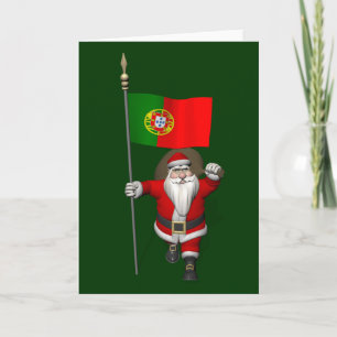 Cartes Pour Fêtes Annuelles Le Père Noël Avec L'Ensigne Du Portugal