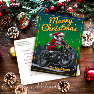 Cartes Pour Fêtes Annuelles Le Père Noël Circule En Moto Joyeux Noël