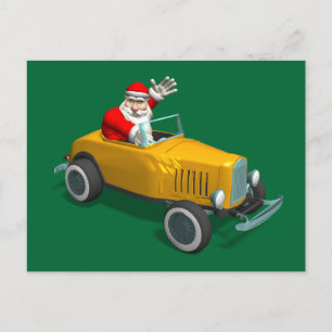 Cartes Pour Fêtes Annuelles Le Père Noël Conduit Un Rod Chaud