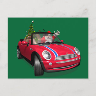 Cartes Pour Fêtes Annuelles Le Père Noël Conduit Une Mini