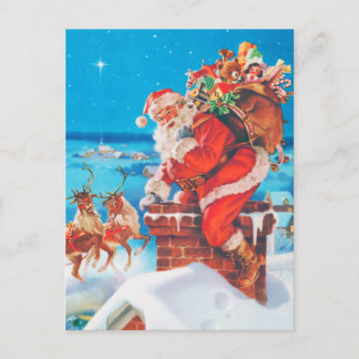 Cartes Pour Fêtes Annuelles Le Père Noël descend le Chemin