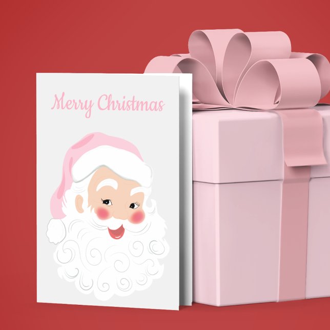 Cartes Pour Fêtes Annuelles Le Père Noël en Casquette rose Noël (Créateur téléchargé)