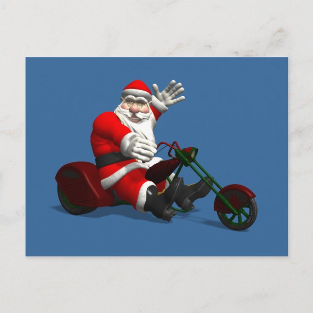 Cartes Pour Fêtes Annuelles Le Père Noël En Voyage (Devant)