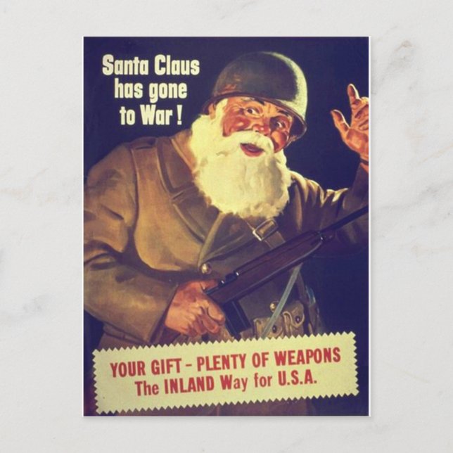 Cartes Pour Fêtes Annuelles "Le Père Noël est parti en guerre !" (Devant)