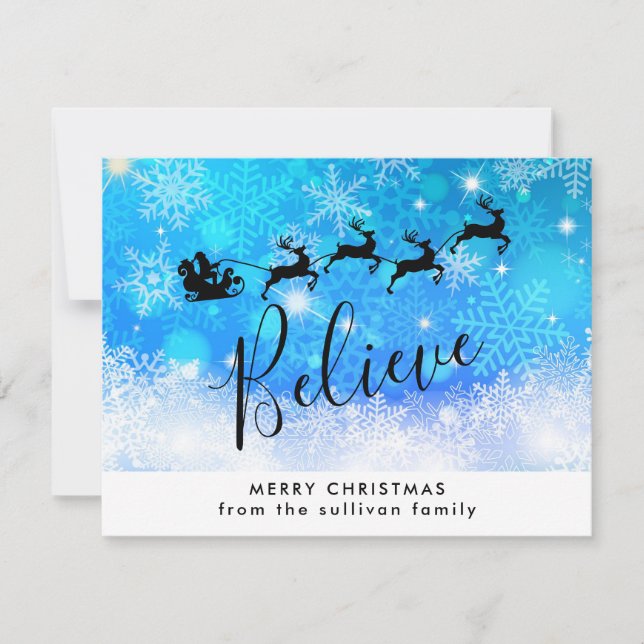 Cartes Pour Fêtes Annuelles Le Père Noël et son renne volant - Croyez (Devant)
