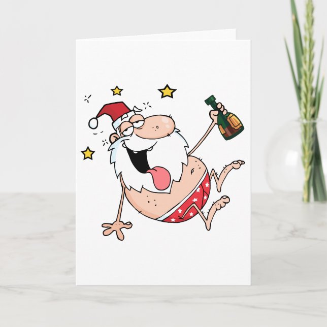 Cartes Pour Fêtes Annuelles Le père noël ivre (Devant)