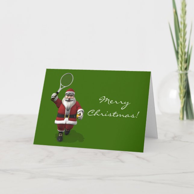 Cartes Pour Fêtes Annuelles Le Père Noël Jouant Au Tennis (Devant)