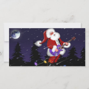 Cartes Pour Fêtes Annuelles Le Père Noël Jouant de la guitare électrique
